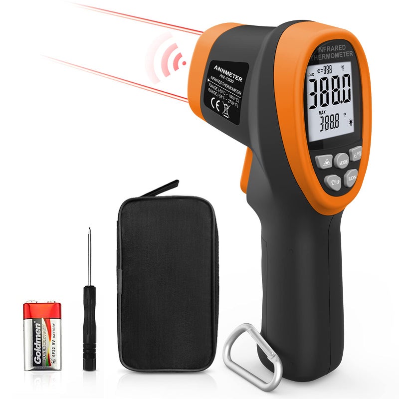 AIOMEST High Temperature Infrared Thermometer, AIOMEST Digital IR Pyrometer 30:1 Measure Temp -58~2732â„‰, Dual Laser Industrial TermÃ³metro Handheld AI-1500 for HVAC Kilning Casting Pottery Forge - Image 1